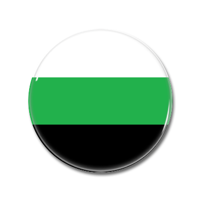 Rundes Abzeichen mit einem design in den Farben Grün, Weiß und Schwarz.