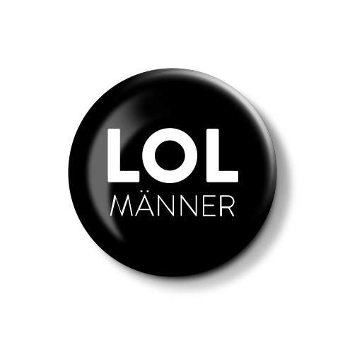 Logo mit der Aufschrift "LOL MÄNNER" in modernem, minimalistischen Design.